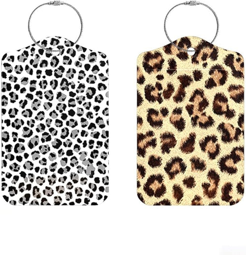 2 Pack Leopard Luggage Tags for Suitcases, Trendy Animal Print Travel ID Tags by Cmialusie