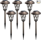GIGALUMI 6 Pack Solar Pathway Lights Outdoor, Metal Glass & ABS Solar Landscape by GIGALUMI