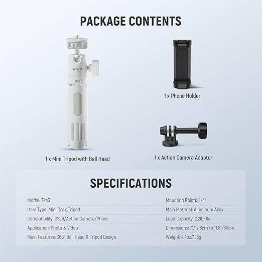 NEEWER Basics Mini Desk Selfie Stick Tripod Compatible - Image 8