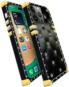 Compatible with iPhone 14 Pro Max Case, Shiny Black Sofa Crystal Luxury Golden - Image 3