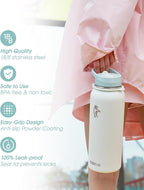 Coolflask Water Bottle with Straw, 40 oz Insulated Metal Water Flask with Straw - Image 5
