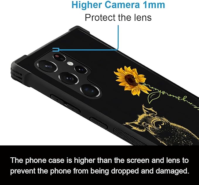 for Samsung Galaxy S23 Ultra Case, Pig Sunflower Yellow Sunshine Pattern - Image 2