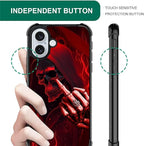 for iPhone 16 Plus Case, Gestures Funny Skull Pattern Graphic Design Girl Boy - Image 5