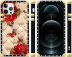 Compatible with iPhone 12 Pro Max Case, Shining Red Rose Butterfly Leather - Image 2