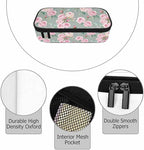 Pink Blooming Flower Pencil Holder Bag Roses Peonies Bouquets Leaves Garden - Image 3
