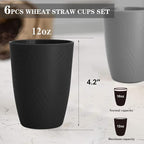 Homienly Wheat Straw Cups Drinking Glasses Set of 6, Unbreakable Plastic Cups - Image 2