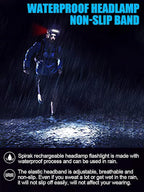 LED Headlamp Flashlight 6Packs, 1000L 230° Broadbeam Headlight, USB - Image 5
