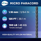 TECEUM Micro Paracord – 1.18 mm X 125 ft – Micro Utility Cord – Thin Braided - Image 2