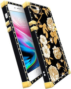 Compatible with iPhone 8 7 SE Case, Blooming Rose Golden Flower Luxury Golden - Image 2