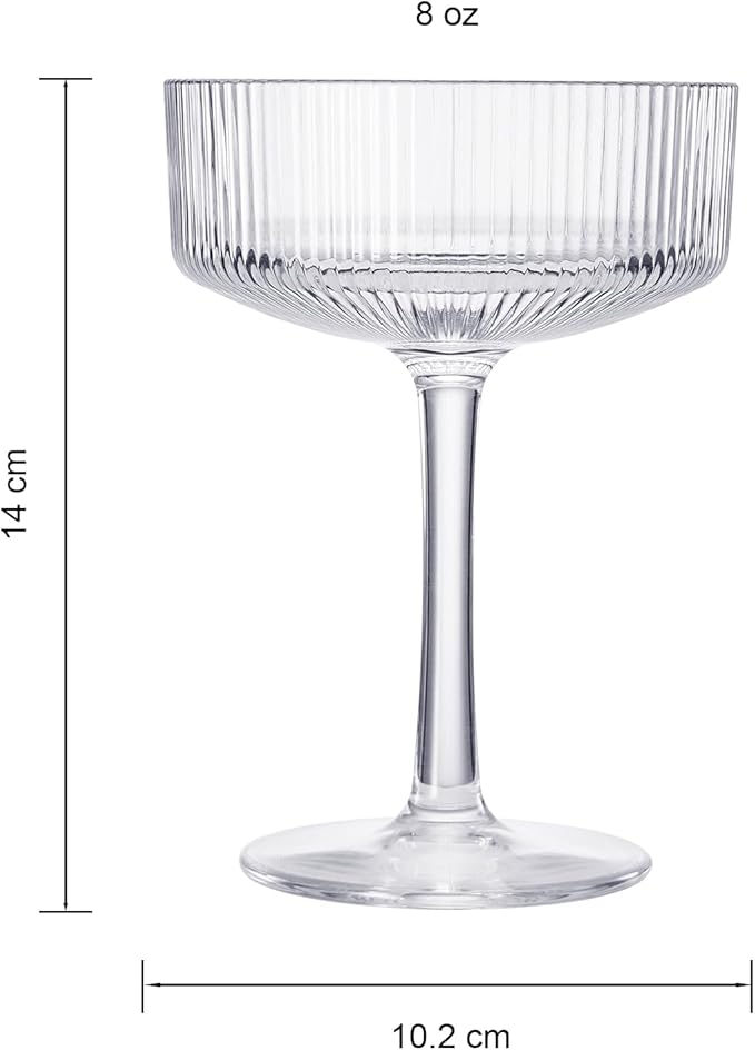 ACRYLIC Ribbed Coupe Glasses Set of 2 – 8oz Clear Shatterproof Acrylic Cocktail - Image 7