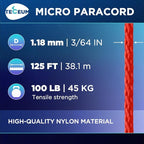 TECEUM Micro Paracord – 1.18 mm X 125 ft – Micro Utility Cord – Thin Braided - Image 2