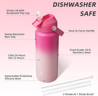 BJPKPK Water Bottle with Straw Lid, 24oz Vacuum Insulated Water Bottles - Image 3