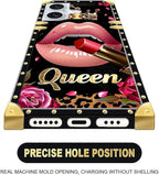 Compatible with iPhone 16 Plus Case, Glitter Red Rose Queen Leopard Lipstick - Image 4