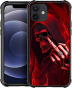 for iPhone 11 Case, Gestures Funny Skull Pattern Graphic Design Girl Boy Soft by FKBRCL4U