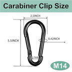 Black Carabiner, Heavy Duty Galvanized Steel Spring Snap Hook Carabiner Clips - Image 2