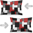 Red Black Grey White Throw Pillow Covers Set of 2 Queen Size Abstract Modern - Image 3