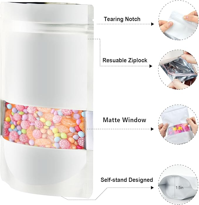 4.7"x7.8" 120pcs Mylar Bags for Food Storage, Smell Proof Bag - Image 3