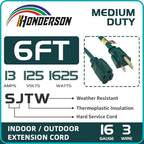 6FT Outdoor Extension Cord-16/3 SJTW Durable Green 3 Prong Grounded Plug Power - Image 3