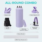 Stainless Steel 40 oz Water Bottle, Lilac Purple | - Image 2