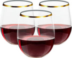 FOCUSLINE 32 Pack 12 OZ Plastic Wine Glasses, Stemless Disposable Wine Cups by FOCUSLINE