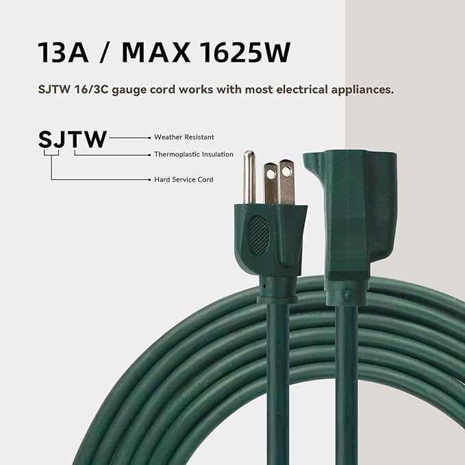 10ft Outdoor Extension Cord for Christmas Decorations - Image 6