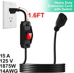 Outdoor Waterproof On/Off Switch Extension Cord, Heavy Duty 125v/250v Black - Image 3