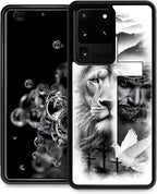 for Samsung Galaxy S20 Ultra Case, Lion Cross Jesus Christ Dove Pattern Graphic by FKBRCL4U