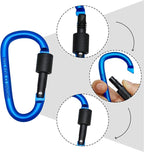 6 Pack Small Locking Carabiner, 3 Inch Aluminum D-Shape Snap Hook - Image 2