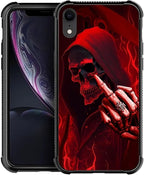 for iPhone XR Case, Gestures Funny Skull Pattern Graphic Design Girl Boy Soft by FKBRCL4U