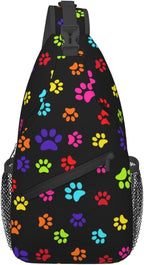 Colorful Paw Print Crossbody Sling Bags by Unknown