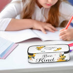 Bee Pencil Case Cute Bee Kind Yellow Flower Bunches Pencil Bag Pen Markers - Image 5