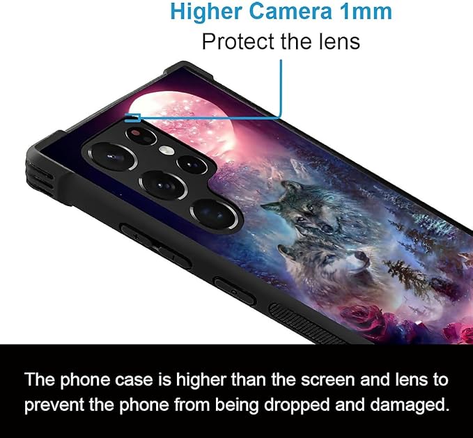 for Samsung Galaxy S23 Ultra Case, Star Two Wolfs Howling Pattern Graphic - Image 2