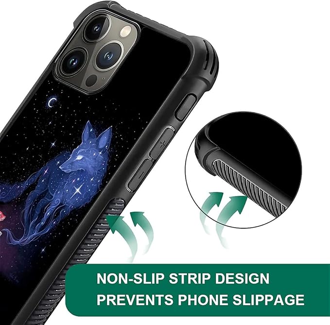 for iPhone 16 Pro Max Case, Galaxy Fox Wolf Pattern Graphic Design Girl Boy - Image 3