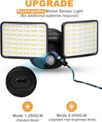 Rechargeable Motion Sensor Light, 2500LM&4000LM Dual Modes Rechargeable Outdoor - Image 2