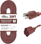 20FT Brown Outdoor Extension Cord-16/3 SJTW Durable Extension Cord by HONDERSON