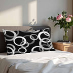 Abstract Geometric Circle 12 X 20 Pillow Covers Black White Decor Artwork Set - Image 4