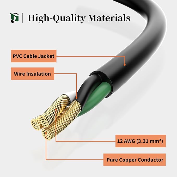 PLUGTUL Outdoor Extension Cord 15FT, 12 Gauge Extension Cord - Image 4