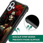 for iPhone 16 Case, Day of The Dead Halloween Woman Pattern Graphic Design Girl - Image 7