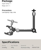 SMALLRIG Clamp w/ 1/4" and 3/8" Thread and 9.8 Inches Adjustable Friction Power - Image 9