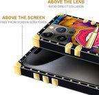 Compatible with iPhone 16 Pro Case, Cool Corlorful Lip Marble Luxury Golden - Image 6