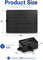 20W Solar Battery Maintainer & Trickle Charger, MPPT & Pulse Tech Solar Panel - Image 6