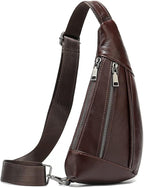 Leather Crossbody Sling Bag for Men Women Single Shoulder Chest Pack Backpack - Image 3