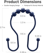 Bathway Shower Curtain Hooks, Shower Curtain Rings Rust Proof Navy Blue Double - Image 5