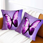 Purple Butterfly Couch Pillow Covers 18 X 18 Vibrant Magical Nature Insect Set - Image 2