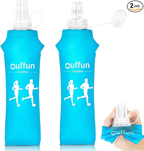2 Pack Soft Water Bottle, TPU Collapsible Flask Foldable Bottles by Ouffun