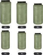 Shappy 6 Pcs Waterproof Dry Bag Set Ultralight Stuff Sack 20/15/10/8/5/3L - Image 3