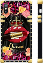 Compatible with iPhone XR Case, Queen Lip Crown Leopard Print Luxury Golden - Image 3