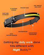 NightBuddy Original LED Headlamp Rechargeable Flashlight Adults Camping - Image 2