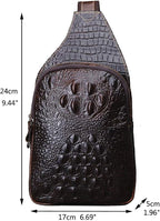 Hebetag Crocodile Genuine Leather Sling Bag Crossbody Backpack - Image 7