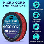 TECEUM Micro Paracord – 1.18 mm X 125 ft – Micro Utility Cord – Thin Braided - Image 4